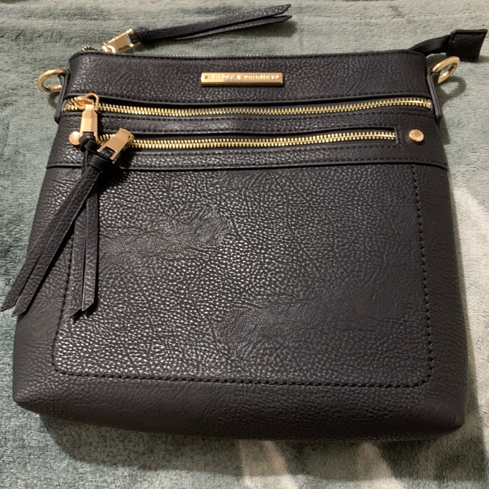 Poppy and peonies black crossbody